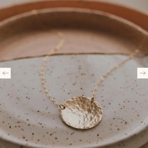 NWT Hello Adorn Supermoon Hammered 14kt Gold Fill Pendant Necklace 24 inch Chain